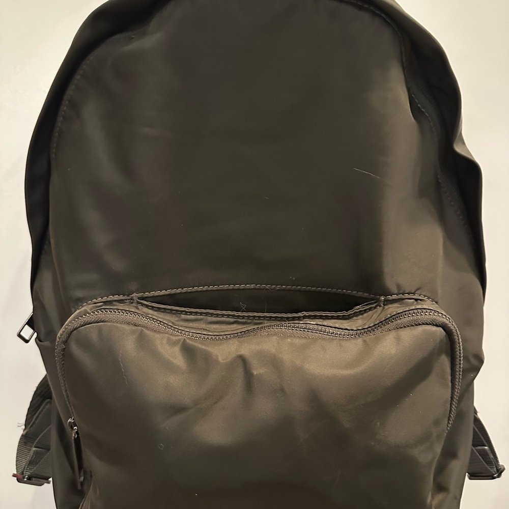 Lululemon Olive Green Satin Finish Everywhere Backpack. 15 x 14.5 x 5